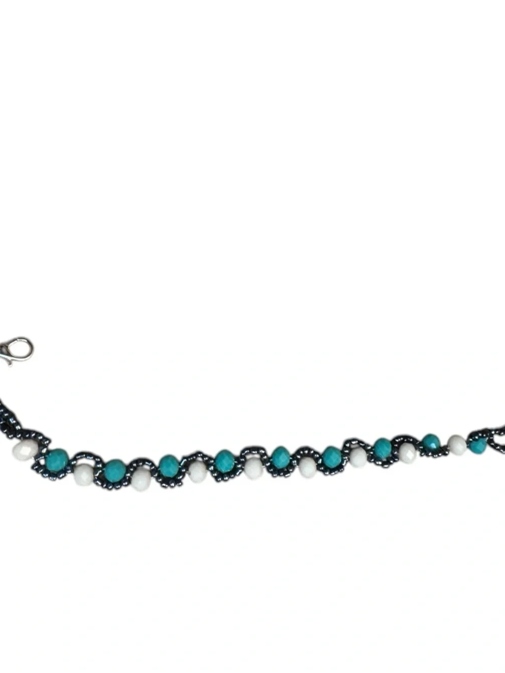 NEW! Handmade Bracelet blue and white beads silver NWT with a bohemian flair!